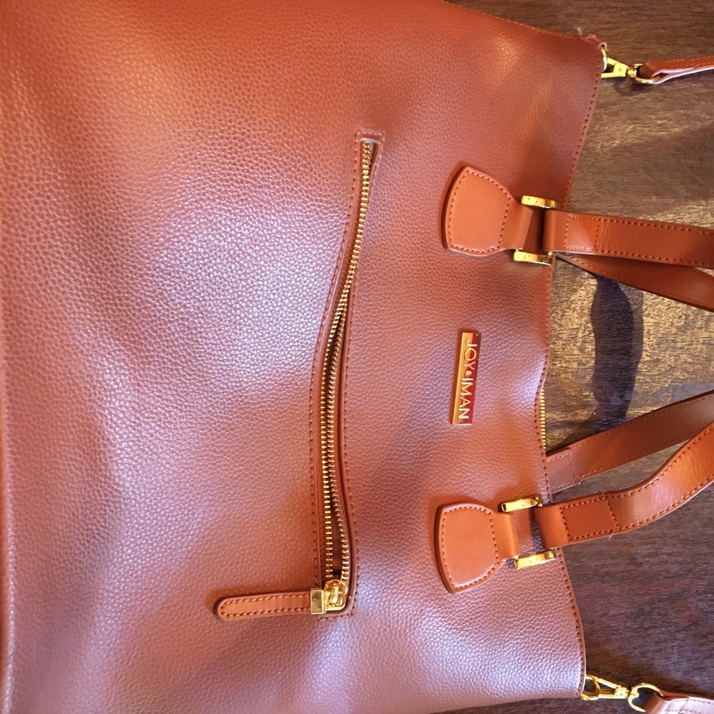 Joy and Iman leather cognac handbag